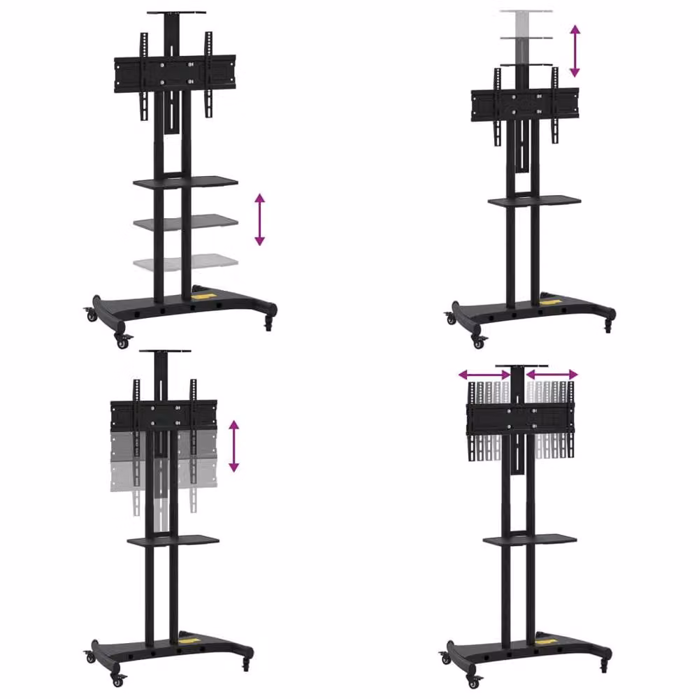 Berkfield Home TV Stand on Wheels for 32-70 Inch Screens, Black – 3