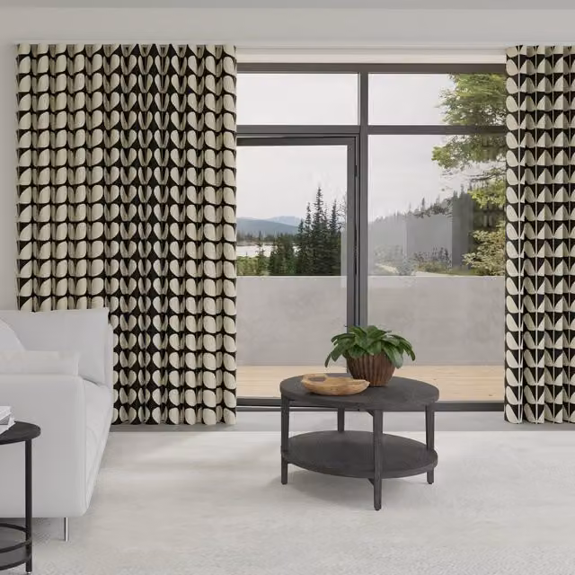Orla Kiely Jumbo Solid Stem Made to Measure Blackout Wave Curtains in Black