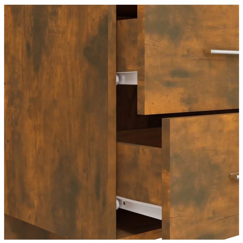 Berkfield Home Smoked Oak Bed Headboard with Integrated Nightstand Cabinets in Brown – 4