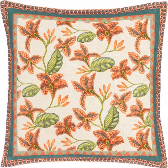 Make it a Home Zala Floral Tropical Multicolour Square Cushion with Polyester and Feather Filling