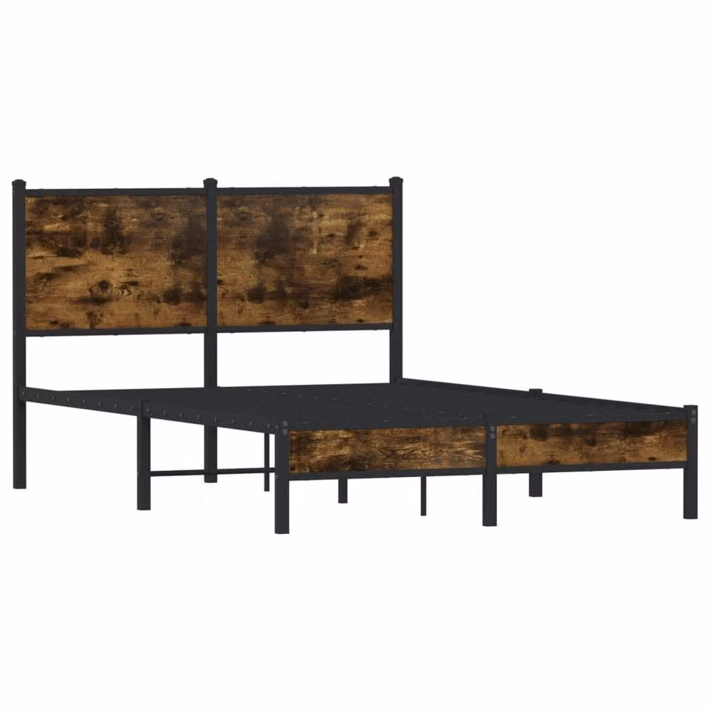 Berkfield Home Metal Bed Frame in Smoked Oak Brown, W/D/H: 120 x 200 cm – 3