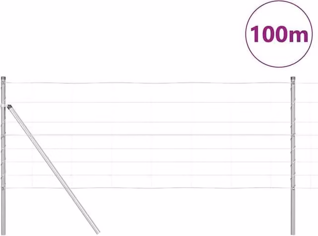 Berkfield Home Modern Field Fence in Silver Galvanised Steel, 0.8 x 100 m – 1