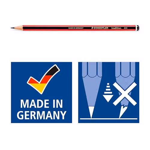 STAEDTLER 4H Tradition Graphite Pencils for Drawing and Sketching, Red, Pack of 12 – 2