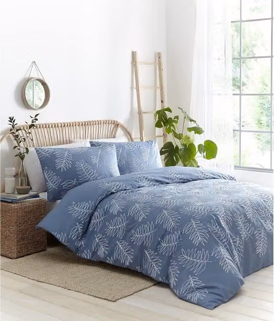Portfolio Home Blue Floral Palma Leaves Duvet Cover Set, 90 x 200 cm