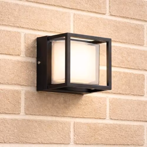 CGC Lighting Hudson Square LED Outdoor Wall or Ceiling Light, Black and White, IP65 Waterproof