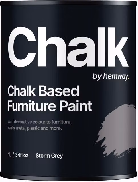Hemway Chalk Based Furniture Paint in Flat Matt Storm Grey, 1L