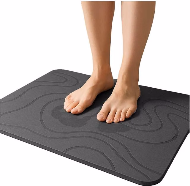 K Collection Premium Rectangular Bath Mat in Grey, Non-Slip and Quick-Drying, W: 60.0 cm, D: 35.0 cm, H: 1.0 cm – 1