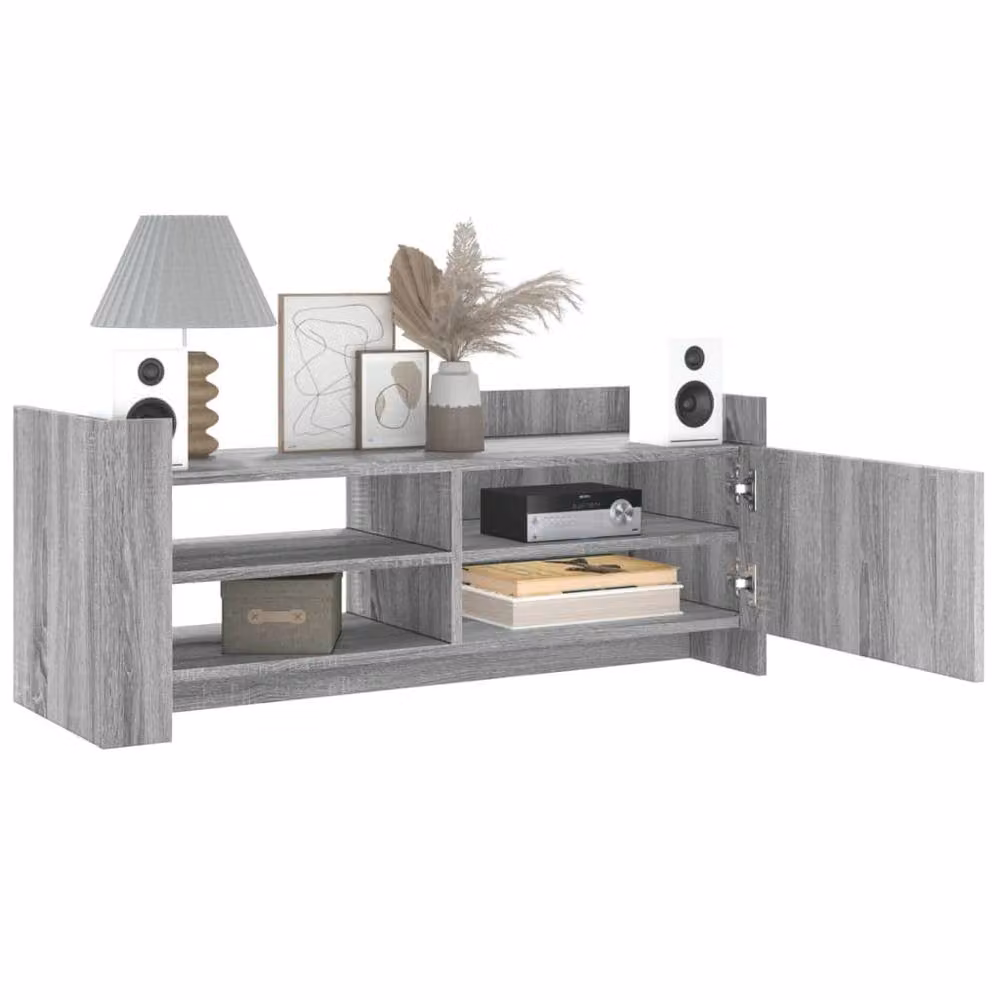 Berkfield Home Modern Grey Sonoma TV Cabinet in Matt MDF, W/D/H: 100 x 35 x 40 cm – 3