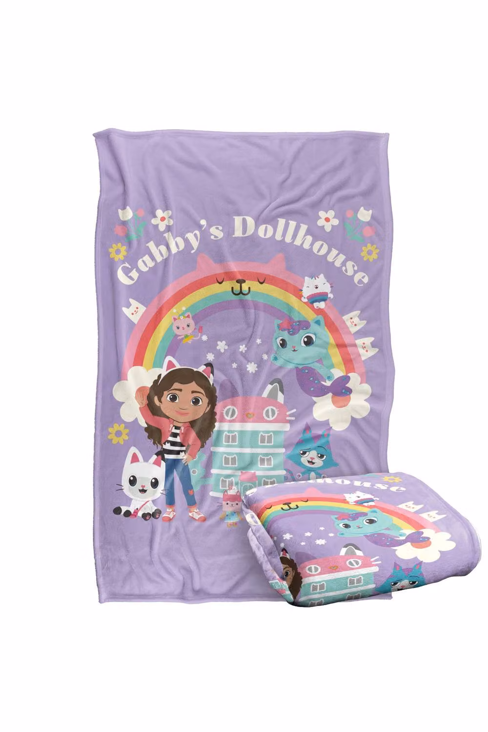 NBCU Gabby's Dollhouse Rainbow Cats Group Super Soft Multicolour Throw Blanket – 2