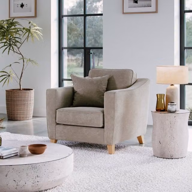 The Great Sofa Company Jackson Chenille Fabric Armchair in Beige