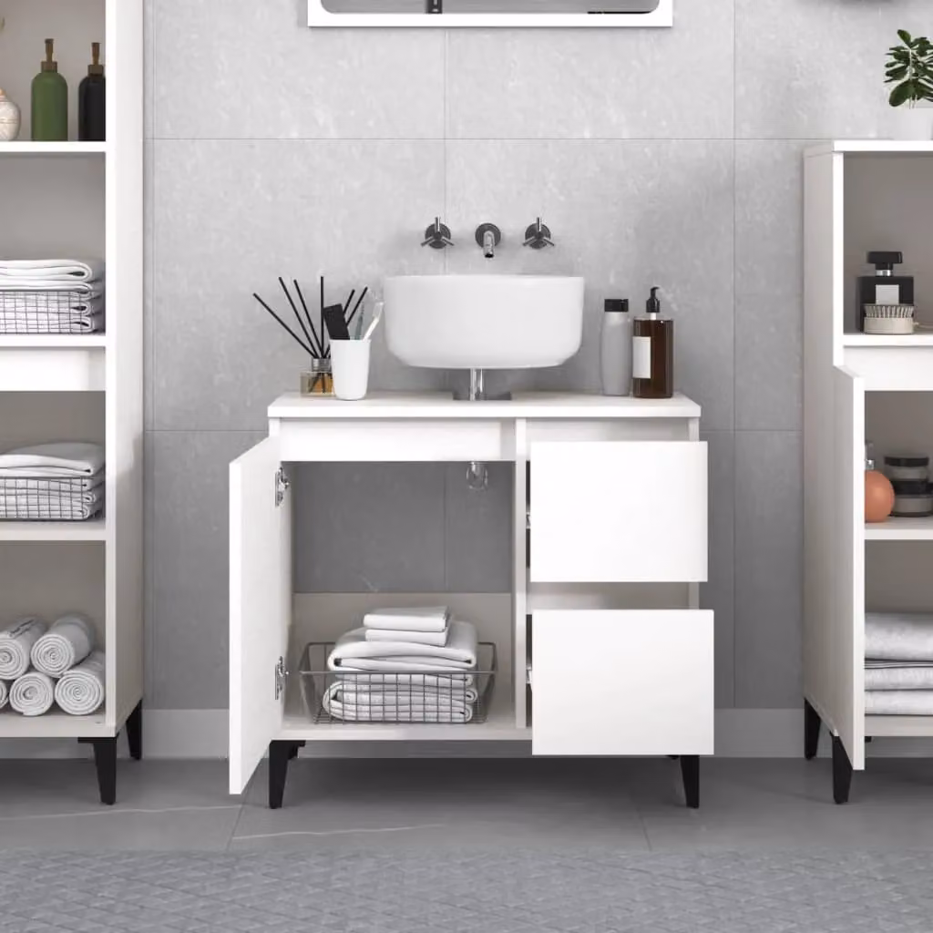 Berkfield Home White Modern Bathroom Cabinet W: 65 cm, D: 33 cm, H: 60 cm – 3
