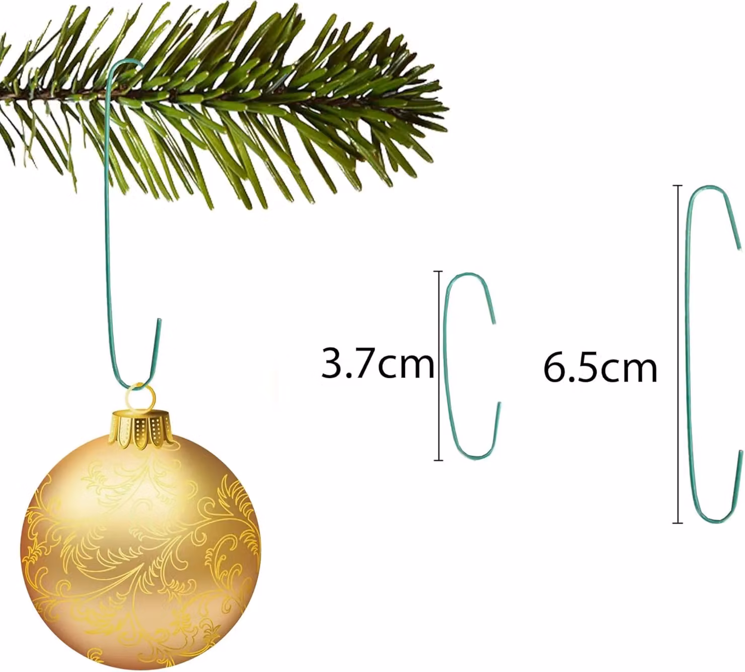 Shatchi 300 Pieces Metal Christmas Tree Decoration Hanging Hooks in Green – 2