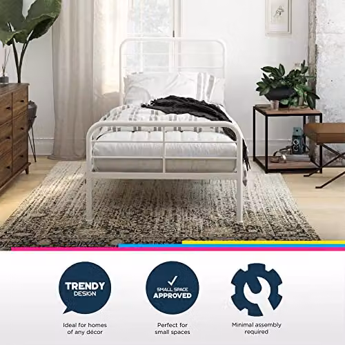 DHP Furniture Millie Metal Single Bed in White – 5