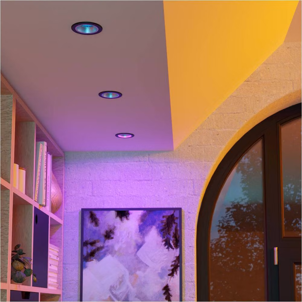 Loops 4 Pack Modern Round LED Ceiling Spotlight in Black and Silver with Bulbs Included – 6