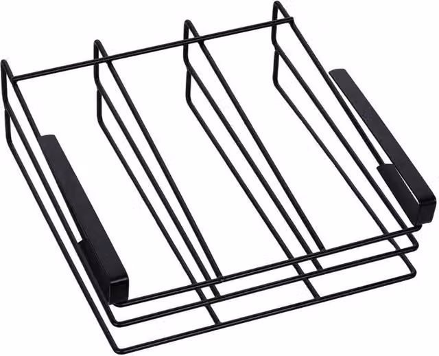 PAWNORA 2 Tier Large Over Cabinet Hanging Rack in Black Metal – 1