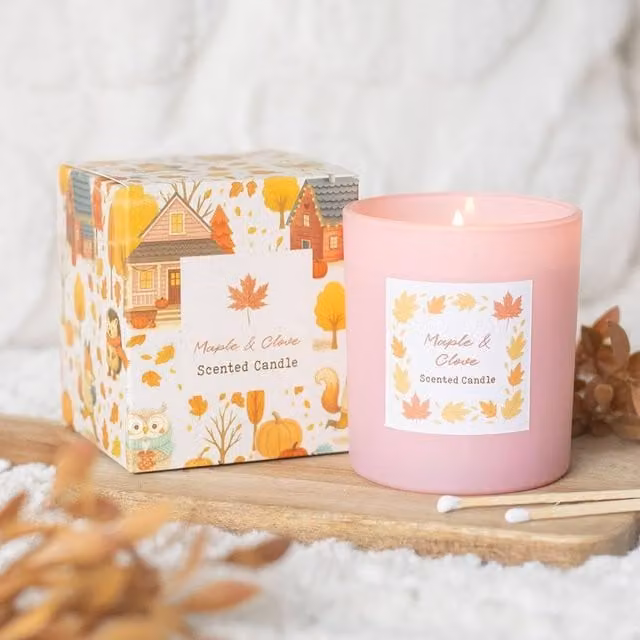 Uniqueful Maple & Clove Scented Pillar Candle in Pink