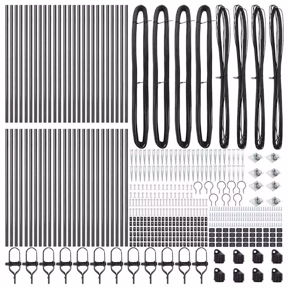 Berkfield Home 52-piece Set of Grey Galvanised Steel Round In-Ground Fence Posts with Spikes, Diameter: 32 mm, Height: 60 cm – 4