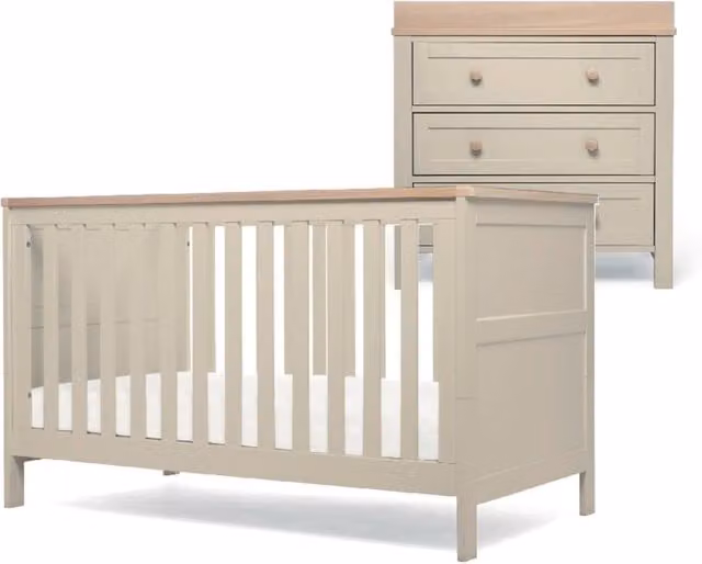 Mamas & Papas Wedmore 2 Piece Cotbed and Dresser Set in Grey