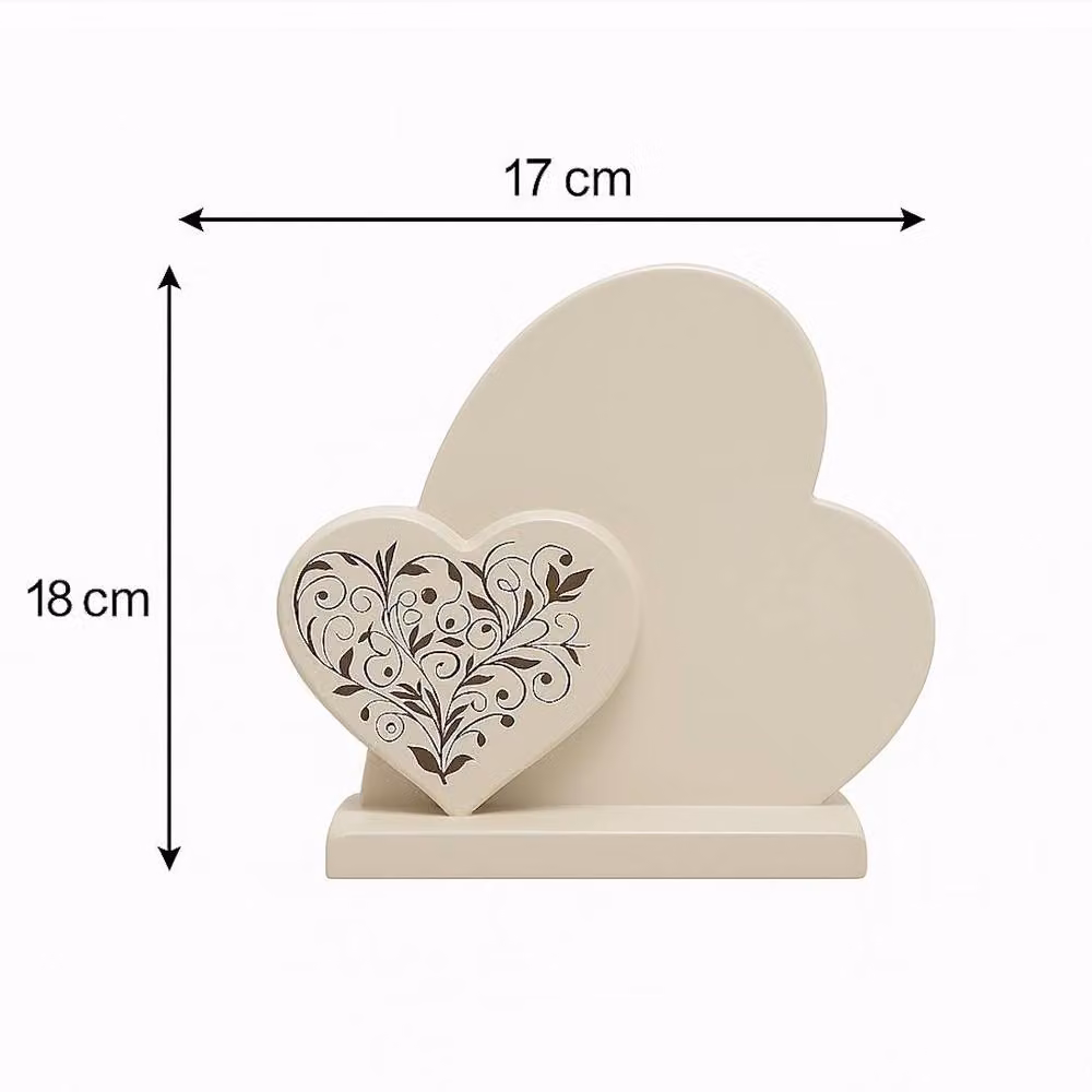David Fischhoff Floral Double Heart Graveside Memorial Plaque in Beige – 2
