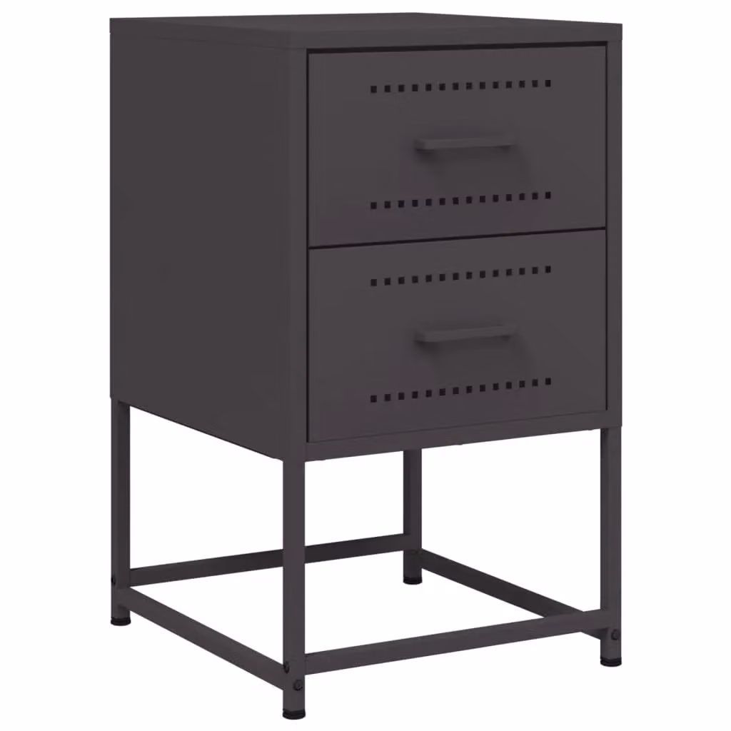Berkfield Home Black Metal Bedside Cabinet W/D/H: 36 x 39 x 60.5 cm – 2