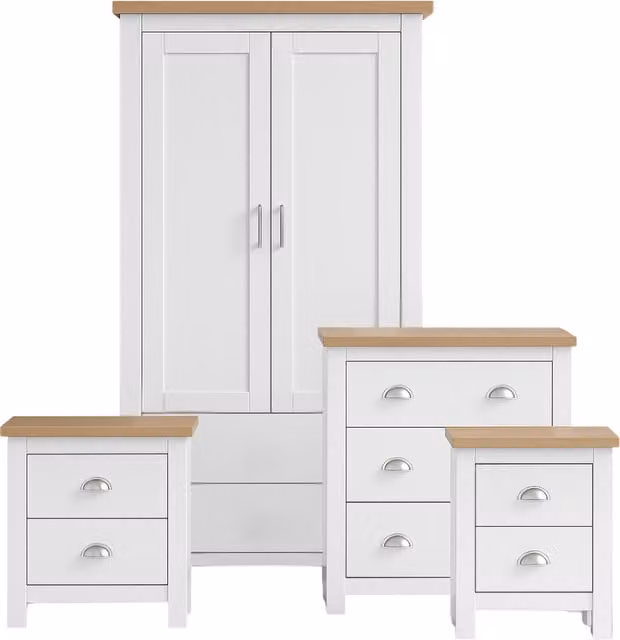 Kosy Koala Modern White Bedroom Wardrobe with Internal Shelves, Drawers and Hanging Rod, Height: 180 cm