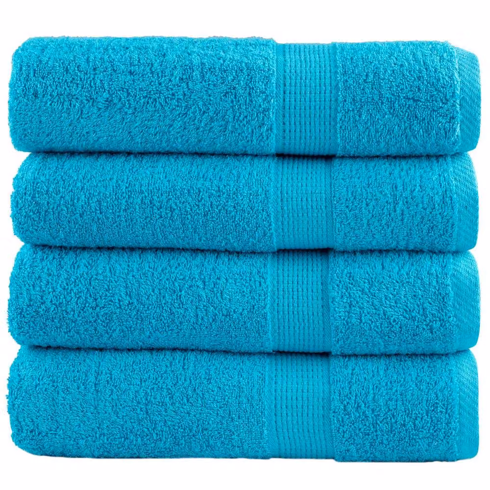 Berkfield Home SOLUND Premium Cotton Terry Bath Towels, 4 Pack, Turquoise, W: 100 cm, L: 150 cm, 600 gsm – 2