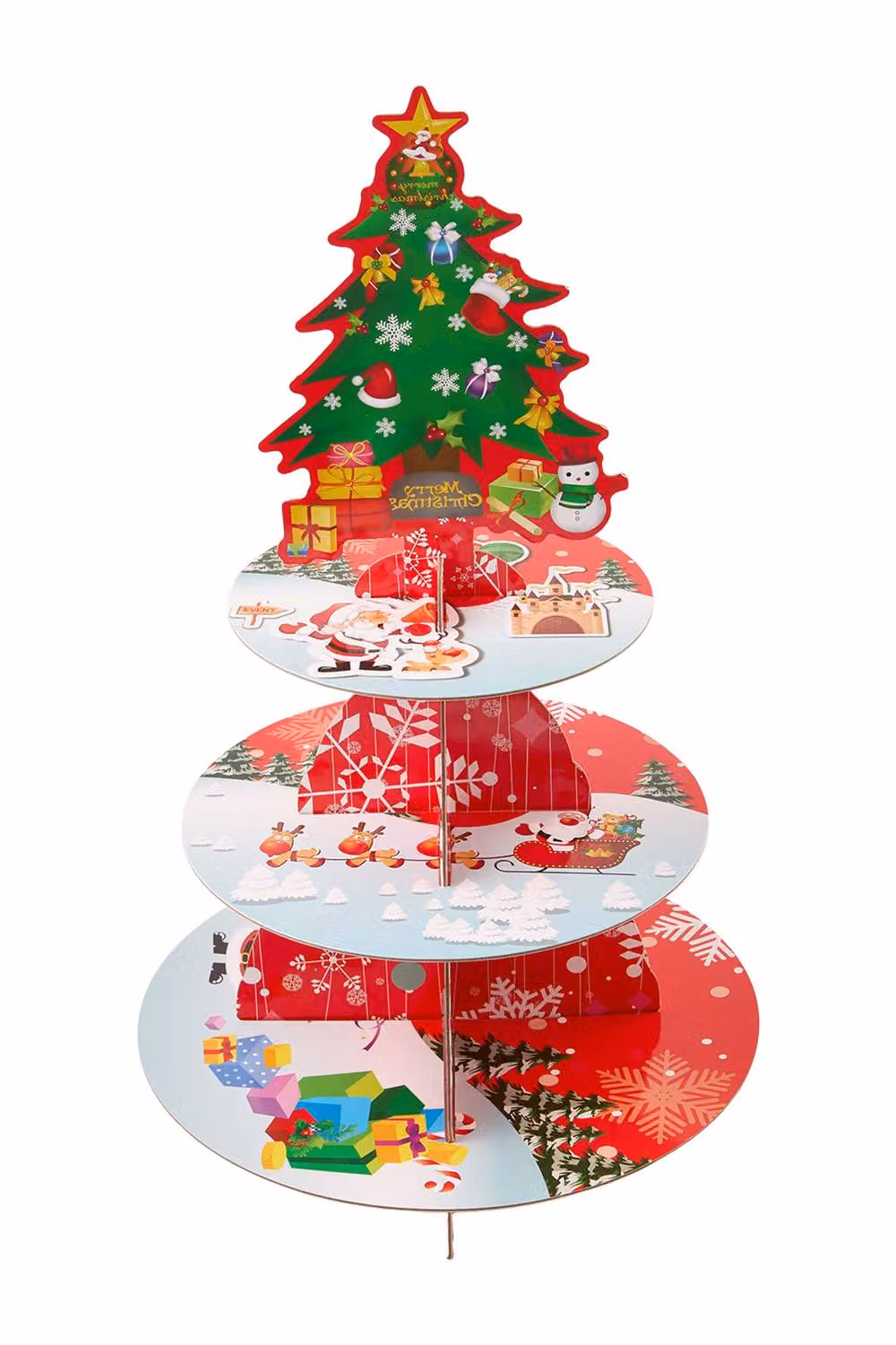 Living and Home 3-Tier Christmas Tree Cardboard Cupcake Display Stand in Red – 3