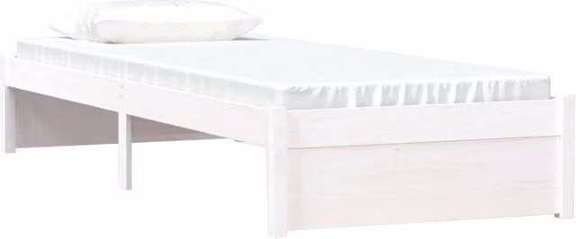 Berkfield Home Beautiful Small Single Bed Frame in White Solid Pine Wood, W/D/H: 75 x 190 x 80.5 cm