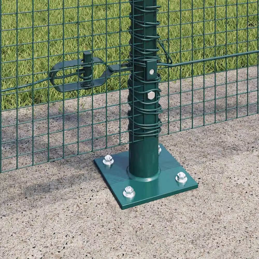 Berkfield Home Green Steel Welded Wire Fence with 13 Flanged Posts, H: 1.2 m x W: 25 m – 3
