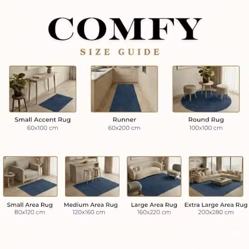Desire Rugs Washable Non-Slip Plain Blue Hallway and Living Room Runner Rug, W: 60 cm, L: 200 cm – 4