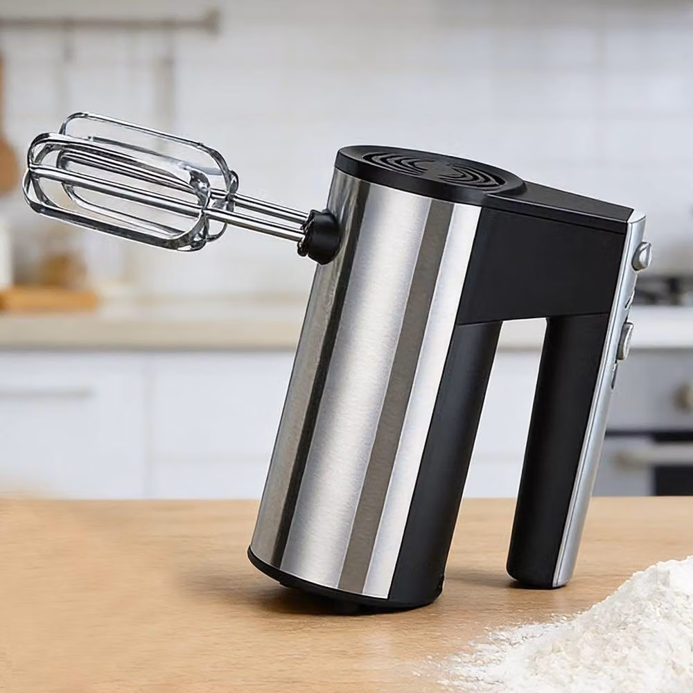 Ventryn 5 Speed Electric Hand Mixer 100W Blender in Black and Silver with Stainless Steel Attachments – 4