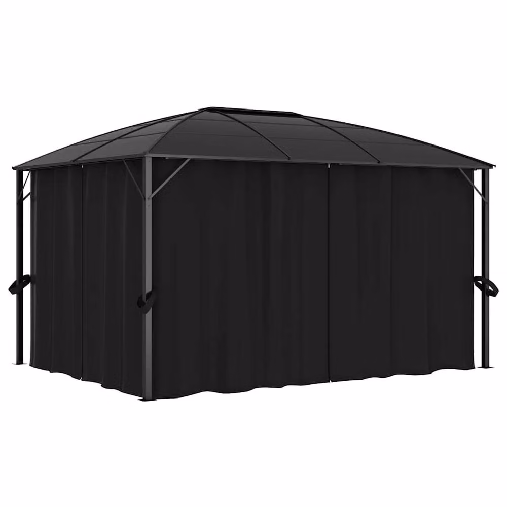 Berkfield Home Gazebo with Curtains, Anthracite and Black, W/D/H: 400 x 300 x 265 cm – 2