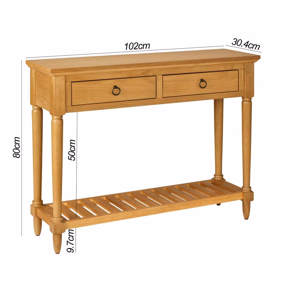 Statement Furniture Blenheim Oak Console Table in Brown, W/D/H: 102 x 30.4 x 80 cm – 3