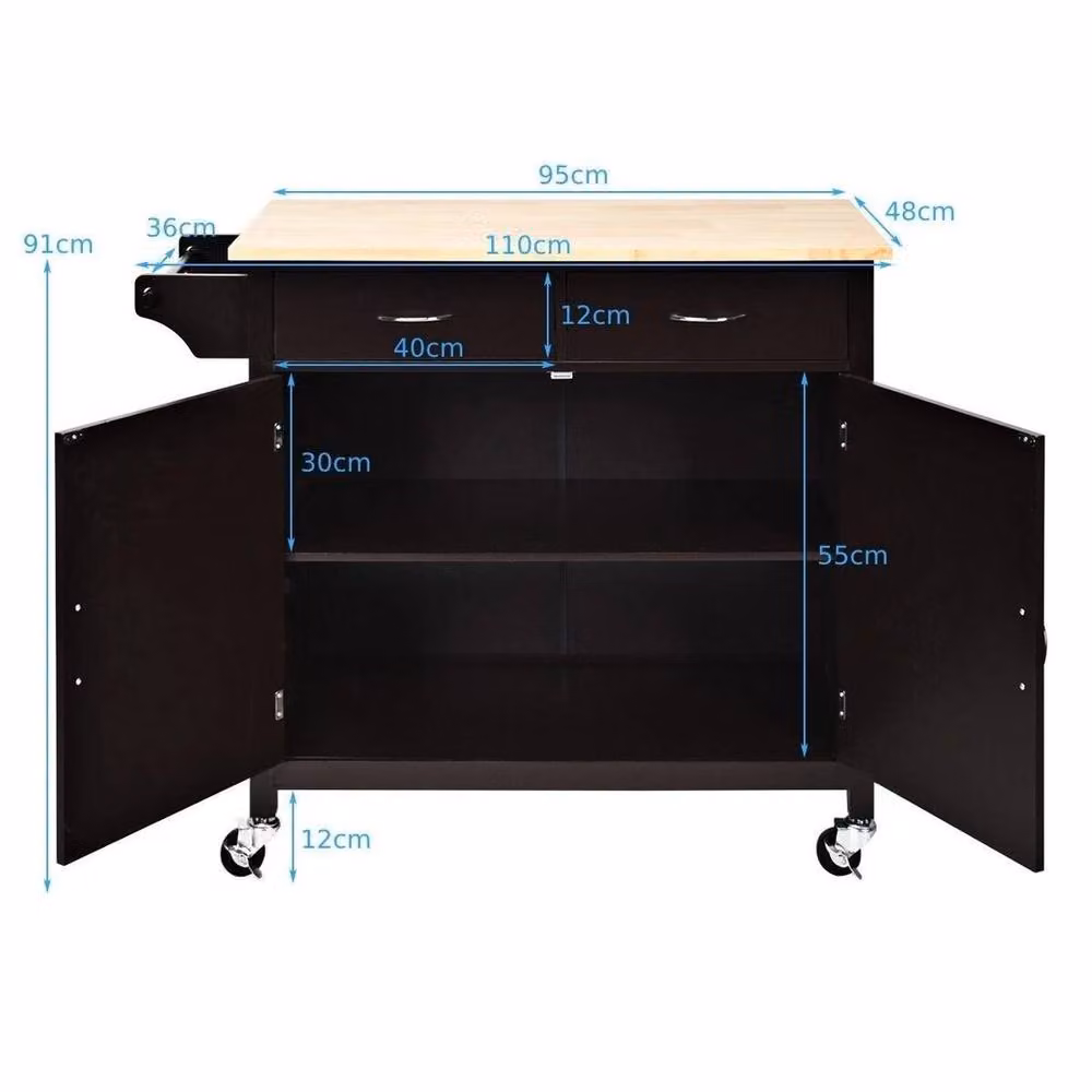 Kelvenix Kitchen Island Rolling Storage Trolley Cart in Black – 2