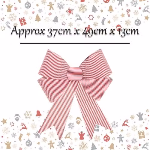 VFM e-Store Candy Stripe Bow Christmas Decoration in Red, W/D/H: 49 x 37 x 13 cm – 3