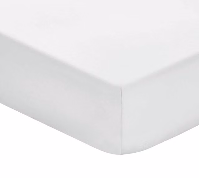 1951 Plain Dye Percale Cotton Super King Size Fitted Sheet, Silver, W: 180 cm x D: 200 cm