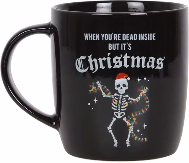 KDMD Dead Inside Christmas Skeleton Mug, Black, 500 ml