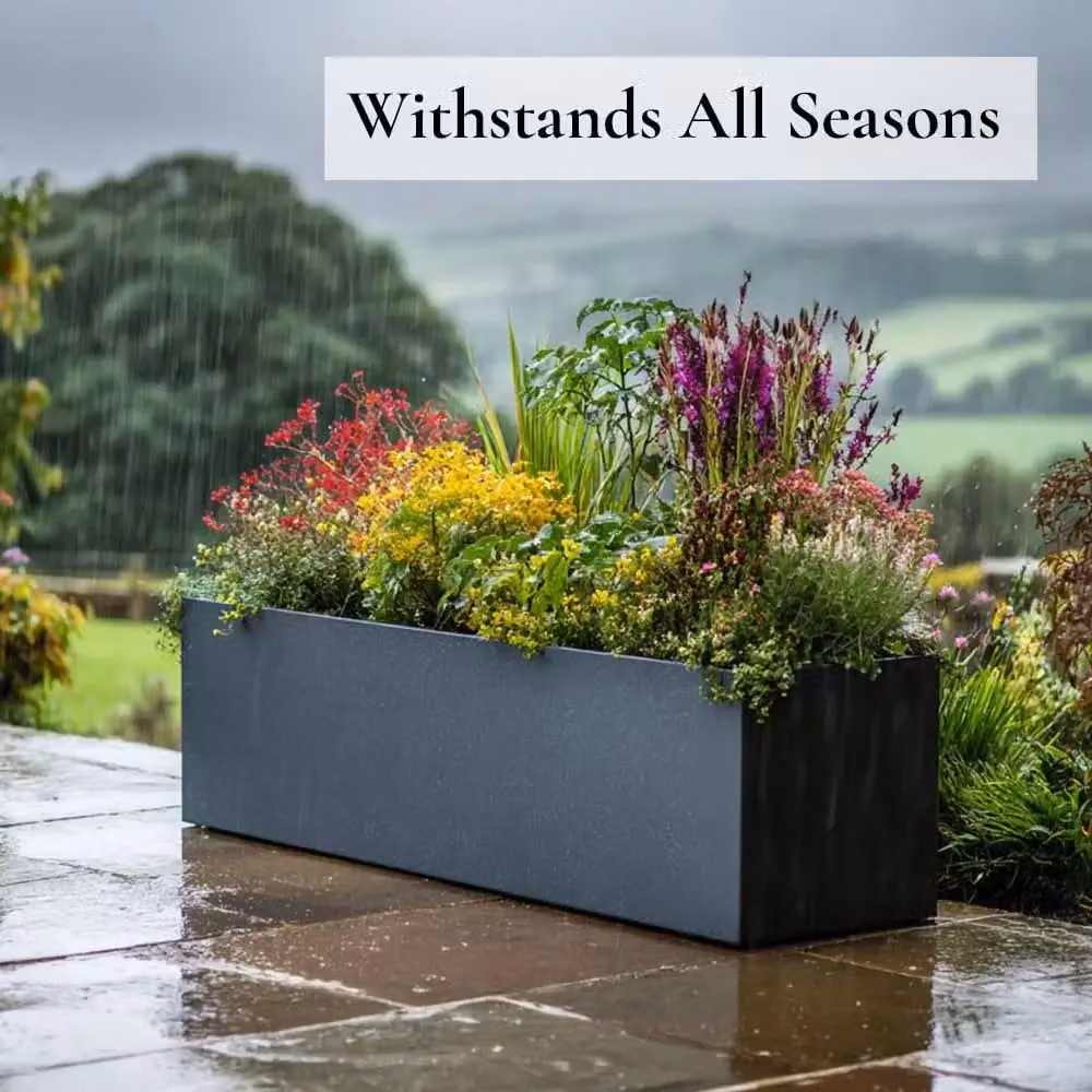 Access Garden Products Matte Grey Galvanised Steel Trough Planter Tub – 4
