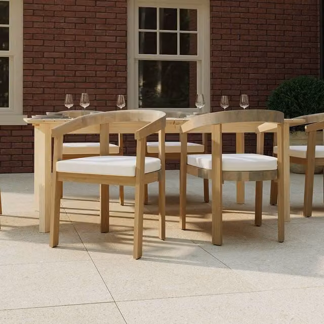 Charles Bentley Set of 2 FSC Acacia Wood Dining Chairs in Natural with Beige Cushions