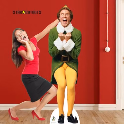 Star Cutouts SC1289 Buddy the Elf Will Ferrell Lifesize Christmas Cardboard Cutout, Multicolour, Height: 187 cm – 5