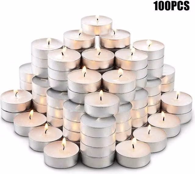 NESTLUNE Silver Tea Light Candles, Pack of 100 – 1