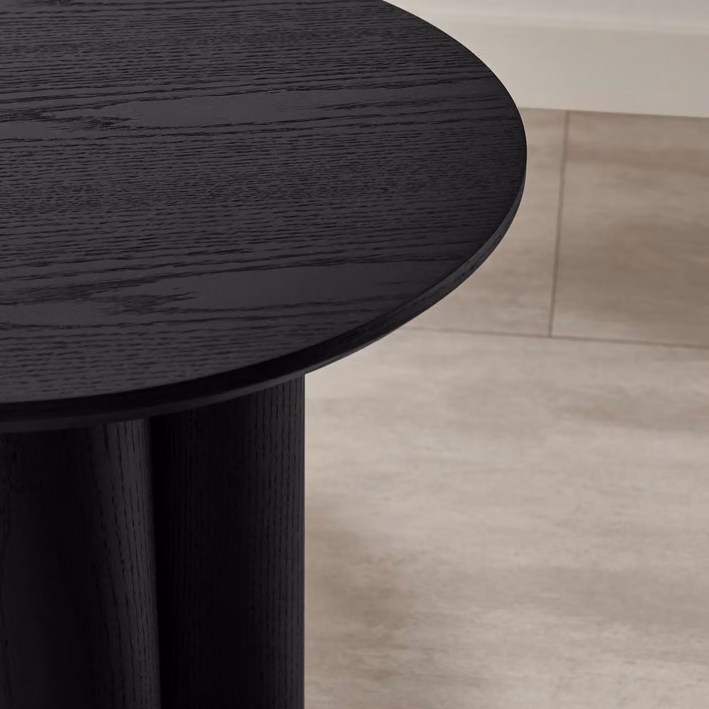 FurnitureboxUK Sutton Round Wood Veneer Side Table in Black – 3