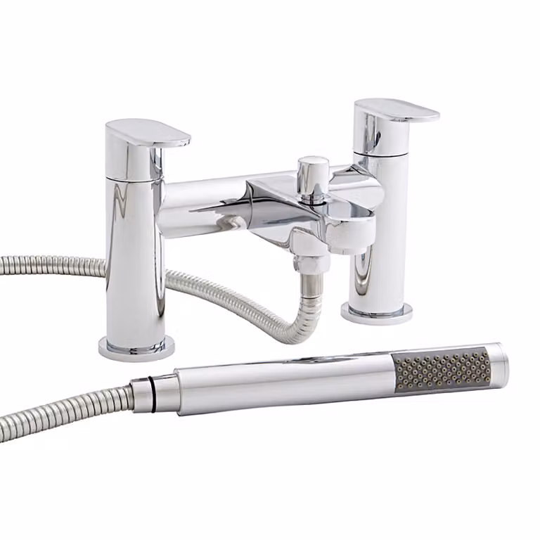 Kartell Chrome Two-Handle Countertop Brass Bathtub Shower Set