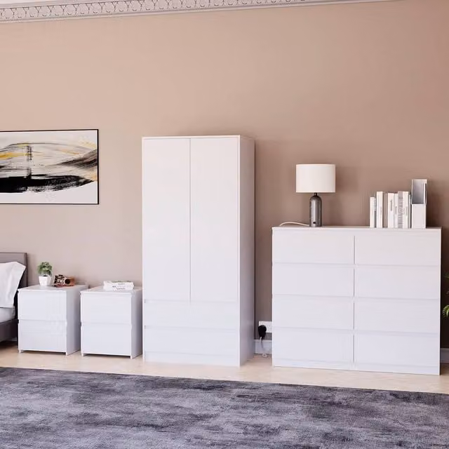 Vida Designs Modern White MDF 4 Piece Bedroom Set
