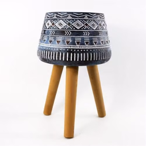 Leaf Design UK Round Tabletop Planter in Blue, Brown or Grey, W/D/H: 44 x 26 x 26 cm – 1