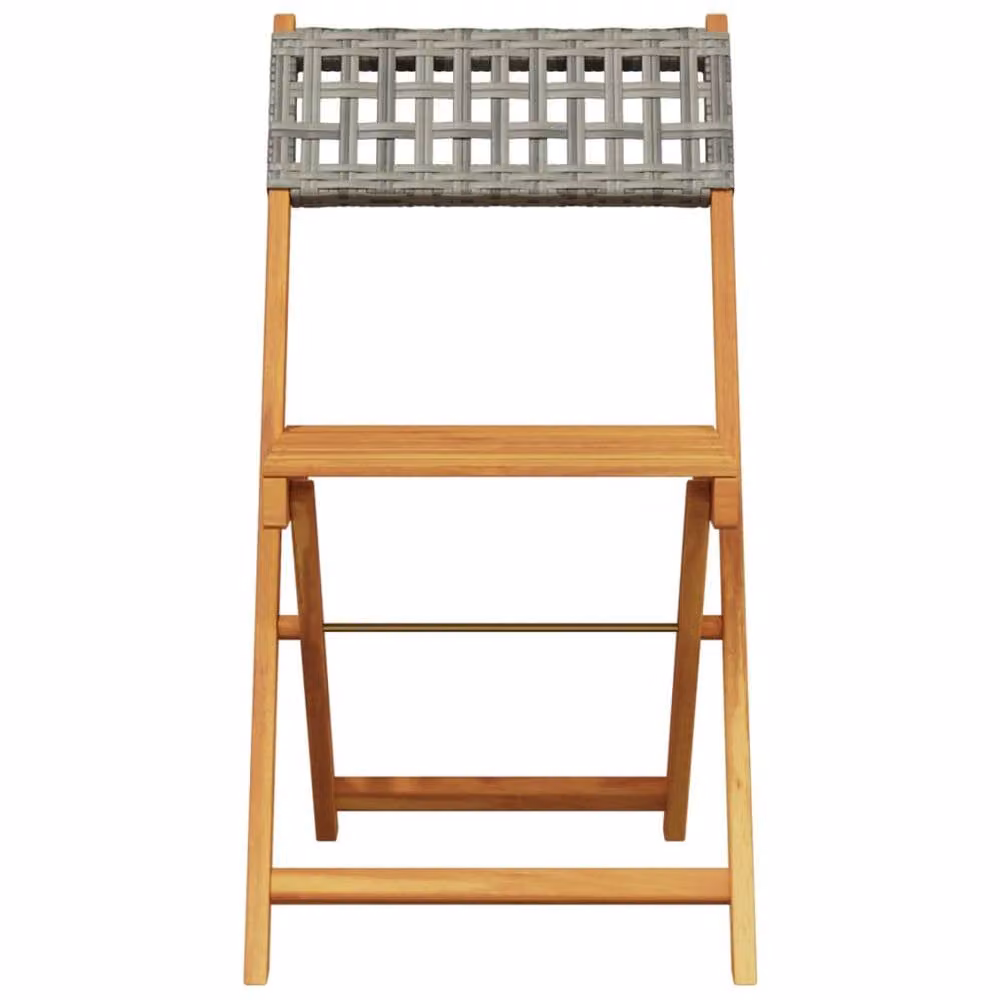 Berkfield Home 5 Piece Grey Poly Rattan and Acacia Wood Garden Dining Set – 2