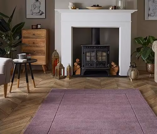 Mayfair Hand-Knotted 100% Natural Wool Living Room Area Rug in Pink, W: 160 cm, L: 230 cm – 2