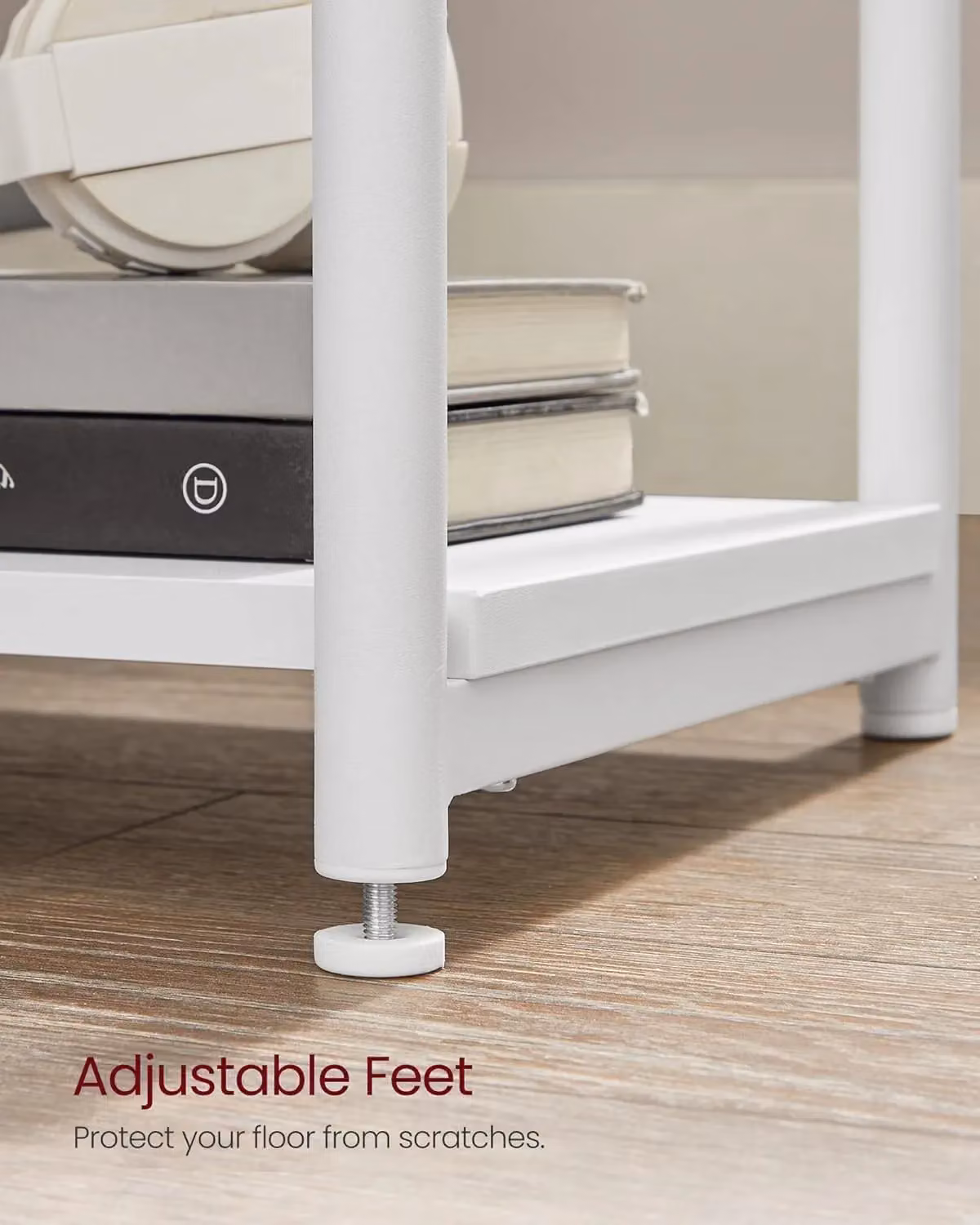 VASAGLE 3-Tier Industrial Sofa Side Table with Steel Frame in White – 3