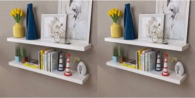 Berkfield Home Set of 4 White Wall Mounted MDF Shelves, Width: 100 cm – 1