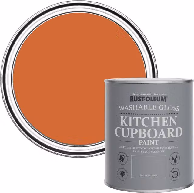 Rust-Oleum Kitchen Cupboard Paint in Gloss Finish, Orange, 0.75 l
